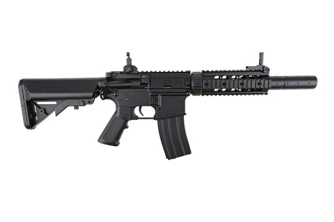 Spartac SRT 15 M4 Commando Rifle mit Silencer Black AEG 0,5 Joule